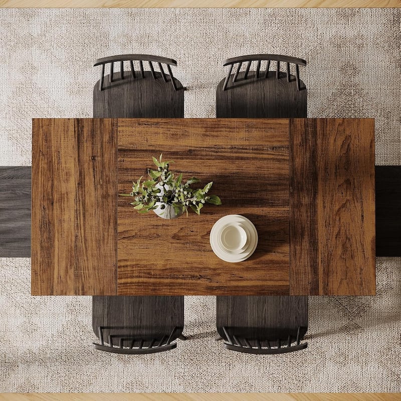 55 Inches Dining Table for 4-6, Rectangular Dining Room Table with Sturdy Legs