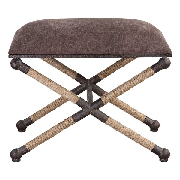 17” Taupe Brown Cushioned Seat Accent Stool - N/A