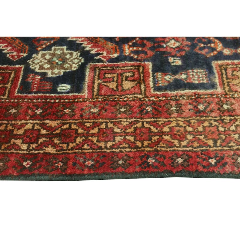 Fine Vintage Distressed Muxlisa Charcoal/Red Runner - 3'4" x 12'11"