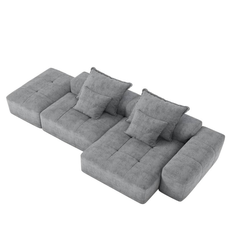 Modern 127.56" Oversized Modular Sectional Sofa with Ottoman Chenille Fabric