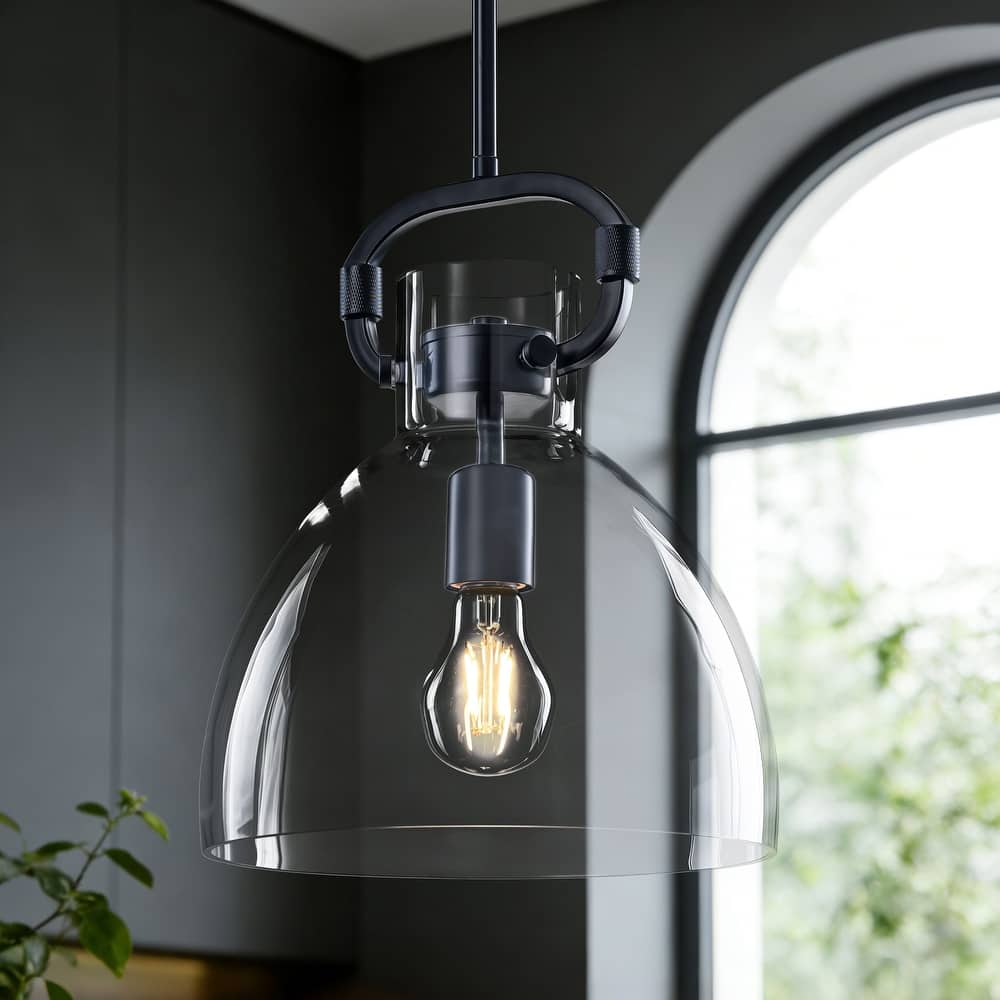 Starsky 1-Light Industrial Pendant With Glass Shade