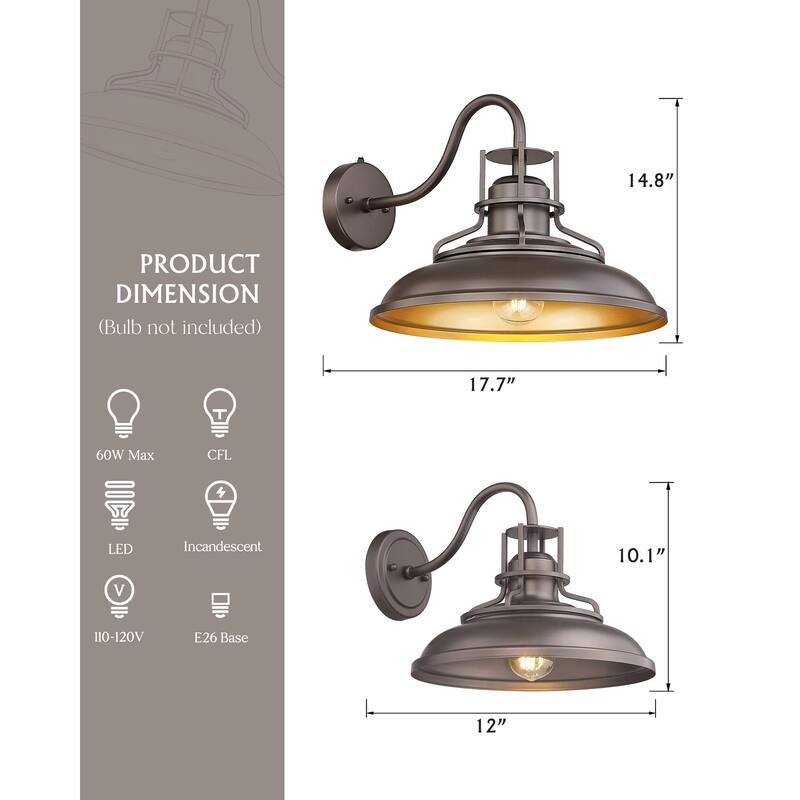 18" Dusk to Dawn Gooseneck Outdoor Barn Light