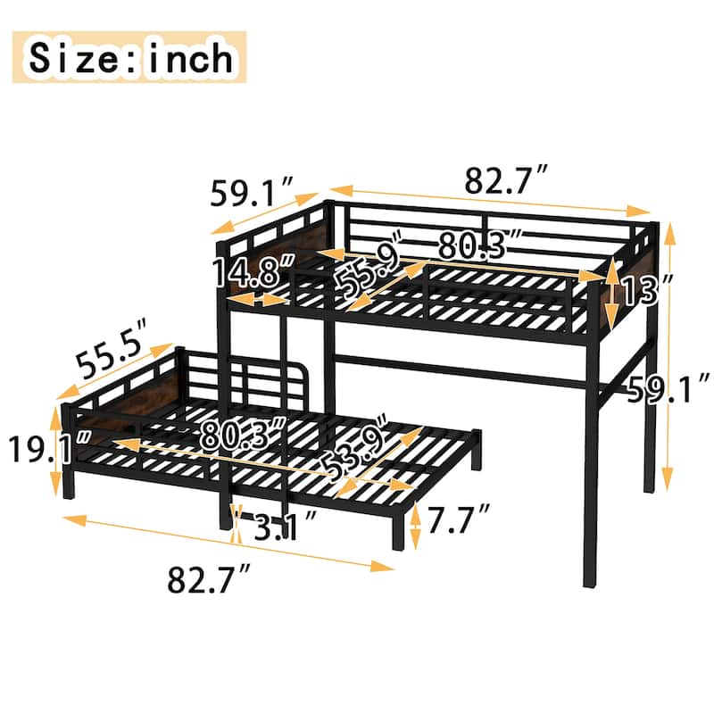 Metal Separable Bunk Beds,Black+Vintage