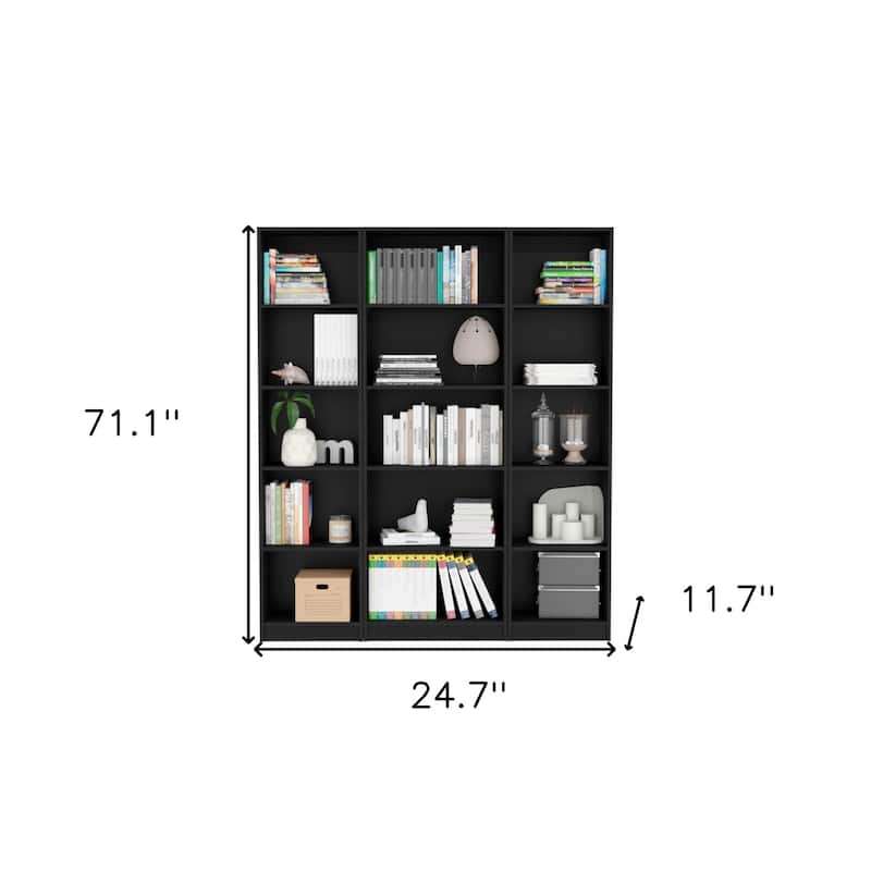 71inch Black Five Tier Bookcase
