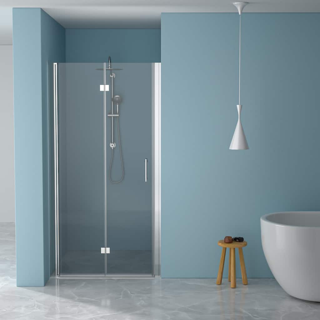 Bi-Fold Frameless Shower Door with Tempered Glass