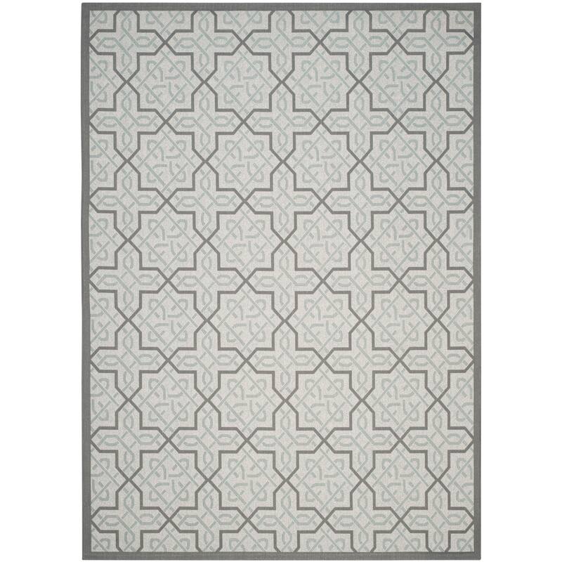 SAFAVIEH Courtyard Liisbet Indoor/ Outdoor Waterproof Patio Backyard Rug - 8' x 11' - Light Grey/Anthracite