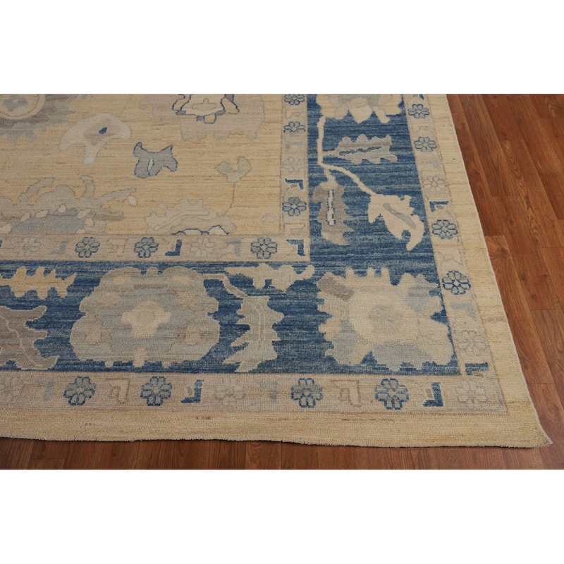 Vegetable Dye Oushak Oriental Large Rug Handmade Yellow Wool Carpet - 10'1"x 13'6"