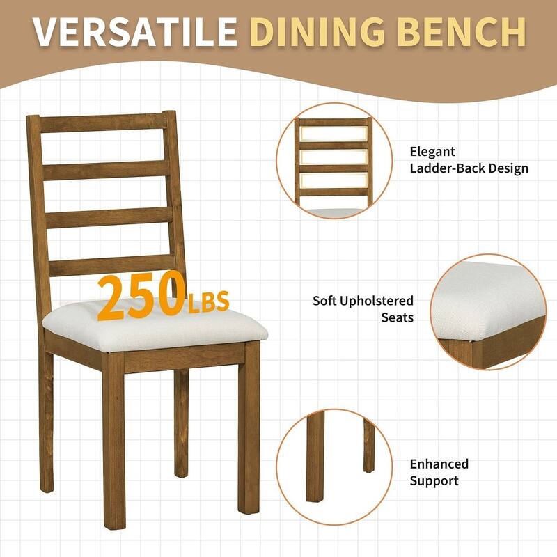 6 PCS Farmhouse Dining Table Set for 6 with Extendable Oval Table