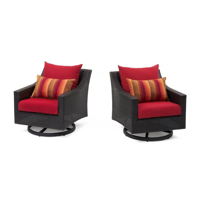 Deco Deluxe 6 Piece Sunbrella Outdoor Patio Love & Motion Club Chairs Set