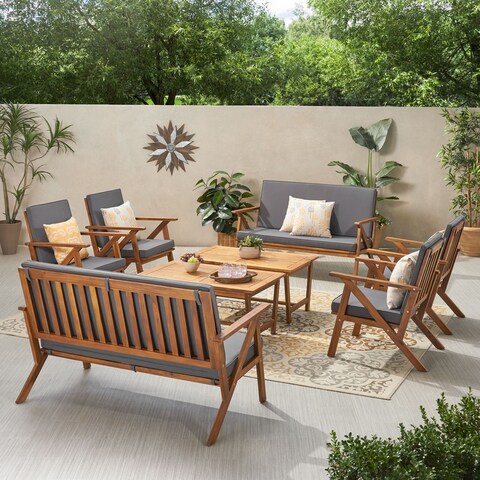 Panama Outdoor 8-piece Acacia Wood Chat Set by Christopher Knight Home