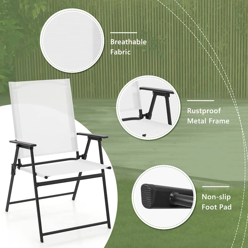 Gymax 2-Piece Patio Folding Chairs High Back Dining Chair Set w/