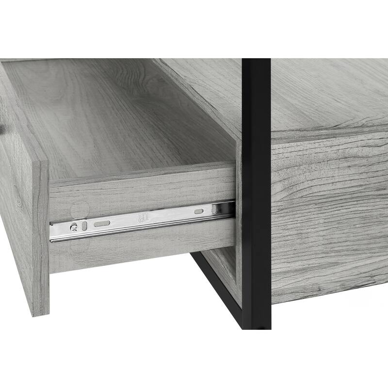 Contemporary 48-Inch TV Stand, Black Laminate & Metal Frame with 2 Storage Drawers, Media Entertainment Center