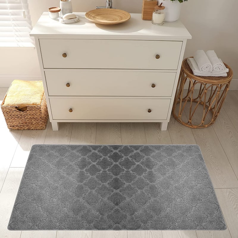 Machine Washable Kitchen & Bathroom Mat, Slip Resistant Backing - 32''x64'' - Gray