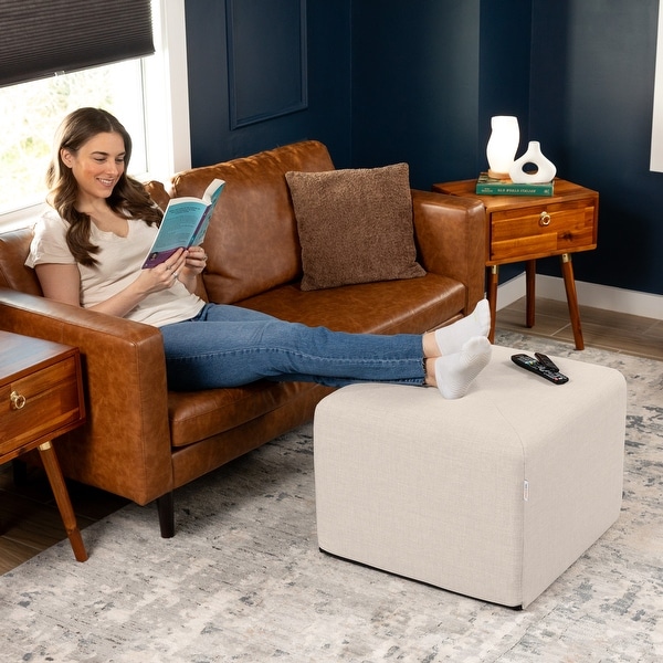 Jaxx Monroe Square Foam Ottoman with Stain Resistant Performance