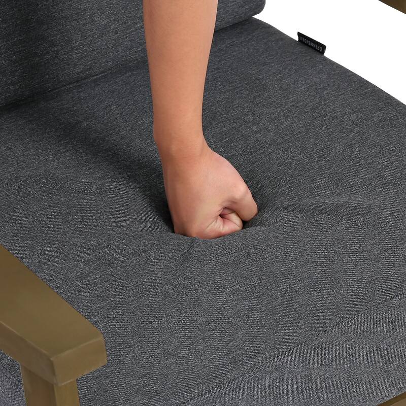 Outdoor Wood Cushioned Patio Set of 2 Accent Chair with Side Table