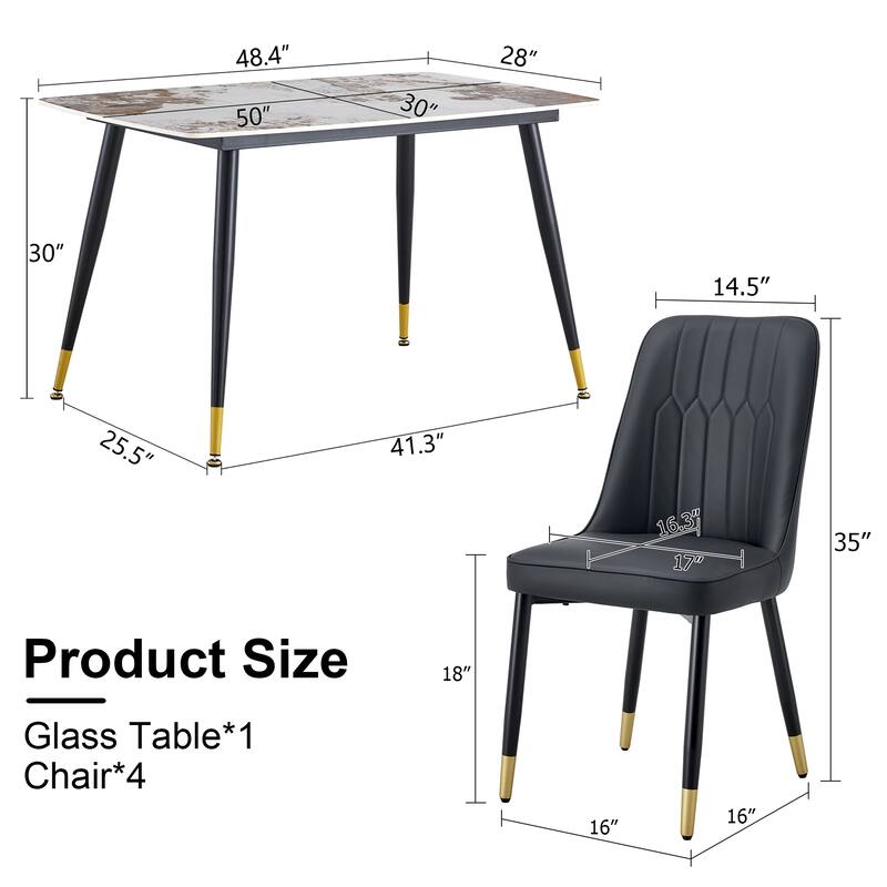 Table and chair set. Black sintered stone tabletop with black metal legs