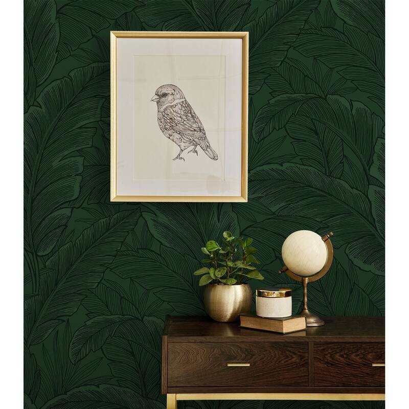 Seabrook Designs Gulf Tropical Leaves Non-Woven Unpasted Wallpaper