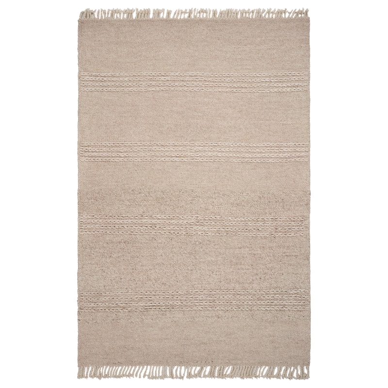 Domani Oahu Natural Bohemian Wool Hand-Woven Area Rug - 5' x 8' - Natural