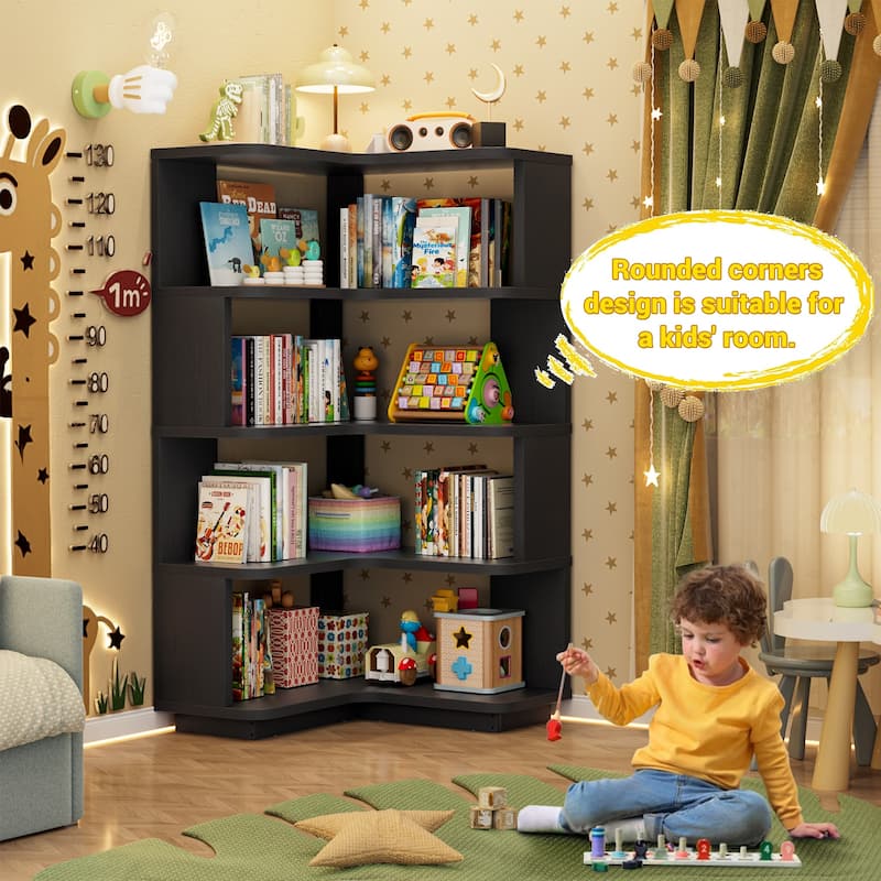 5-Tier Corner Space Shelving Bookshelves, Freestanding Display Storage Shelving