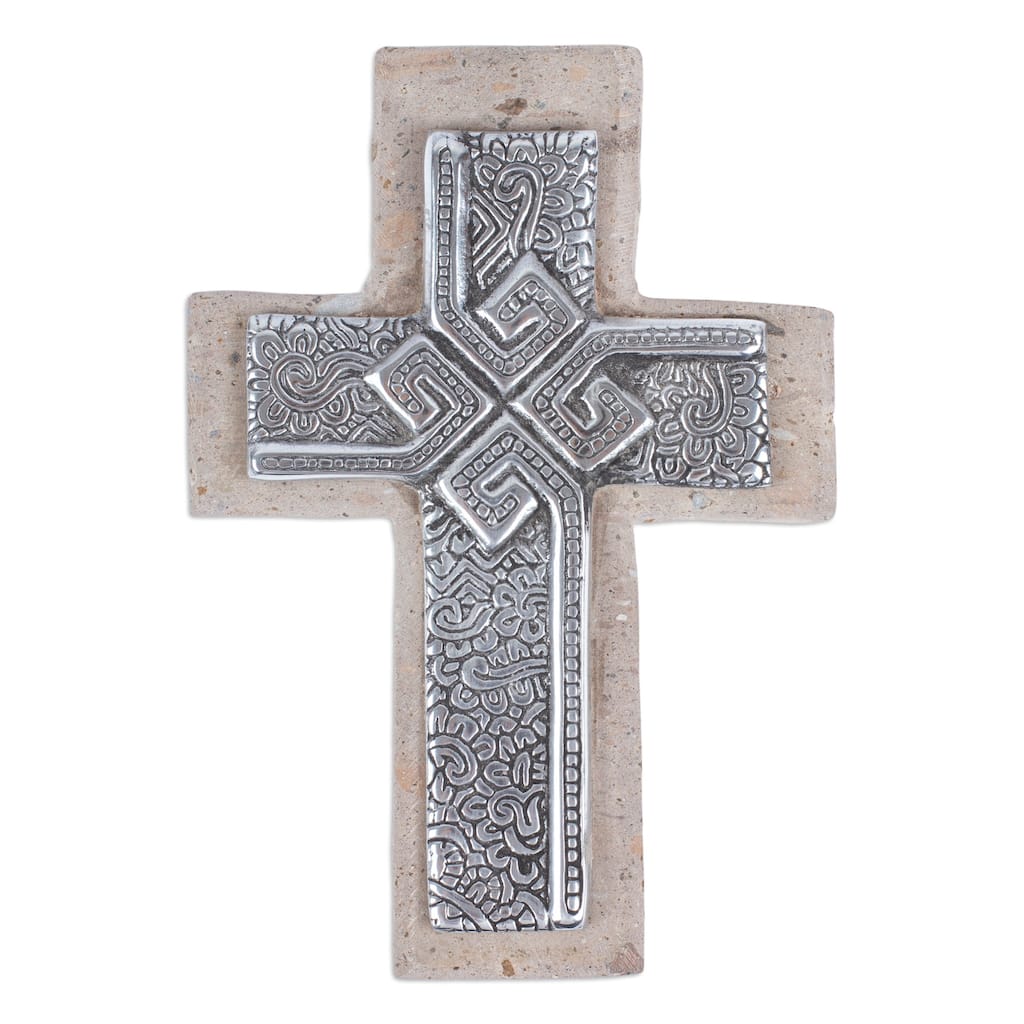 Novica Handmade Timeless Faith Pewter And Reclaimed Stone Wall Cross