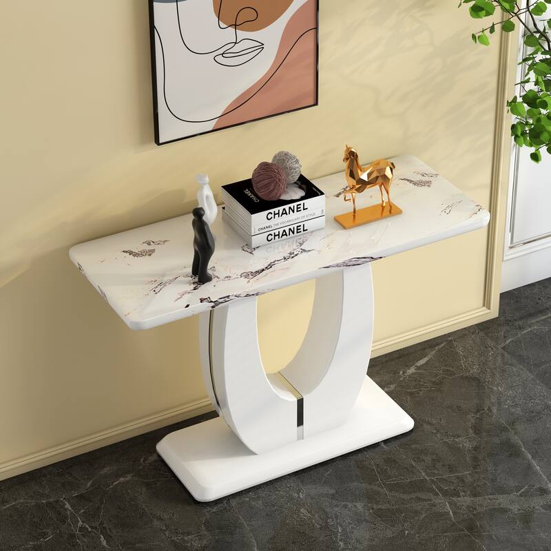 47.2 "x 18" x 29.5 "Modern minimalist striped MDF material rectangular counter dining table for bedroom bedside entrance