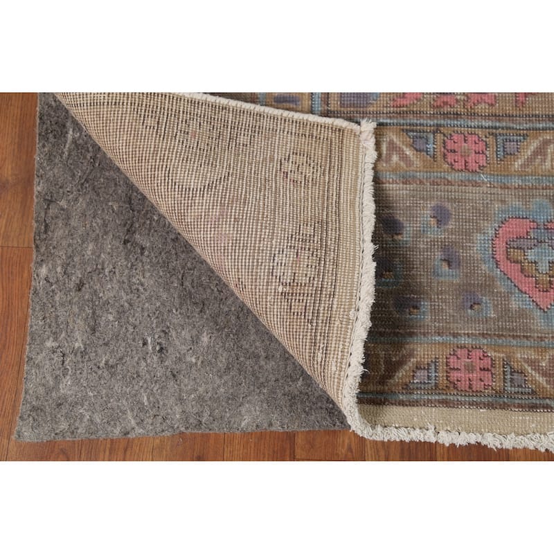 Distressed Brown Tabriz Persian Antique Rug Hand-Knotted Wool Carpet - 8'2"x 11'0"