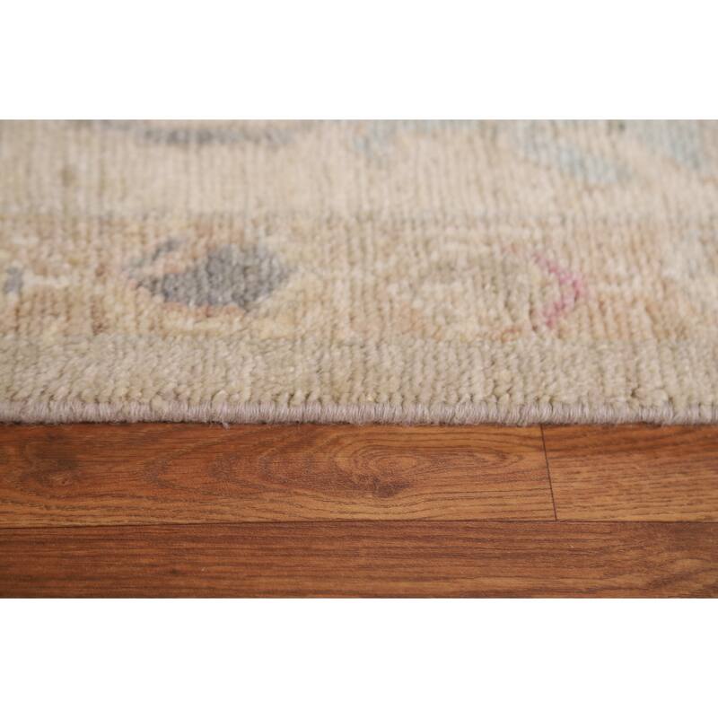 Vegetable Dye Oushak Turkish Area Rug Handmade Wool Carpet - 9'7"x 13'3"