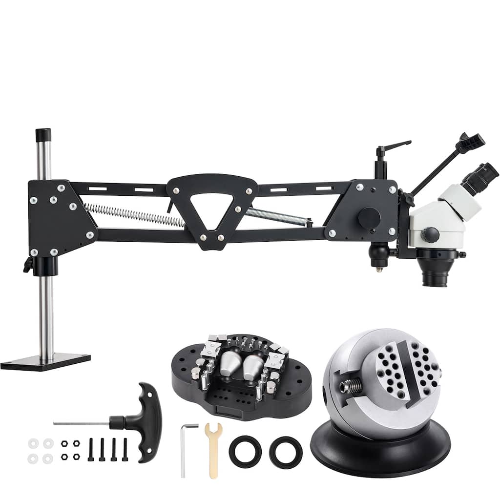 Multi-Directional Microscope with Spring Bracket, 7X-45X Magnification Jewelry Microscope, Micro Jewelry Inlaid Stand