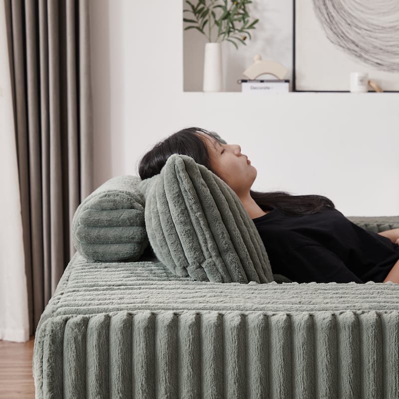 Modern 75" Corduroy Lounge Chair, Soft and Comfortable Sleeper Sofa with Pillow Support for Indoor Spaces