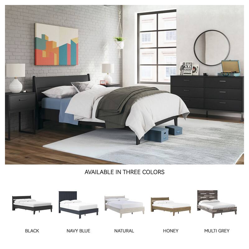 Signature Design by Ashley Socalle Black Panel Platform Bed