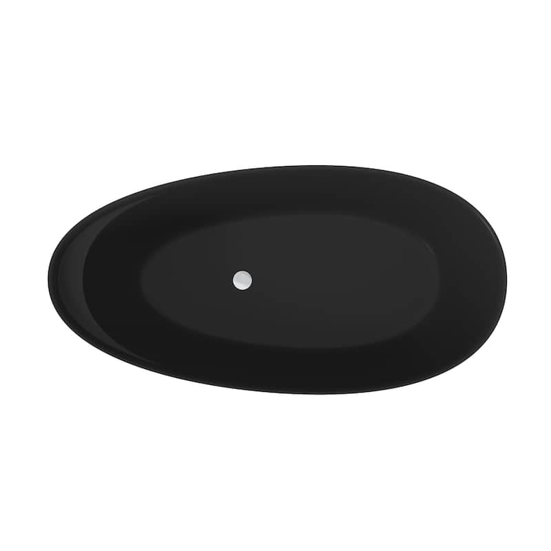 67" Solid Surface Freestanding Bathtub in Matte White/Black/Grey