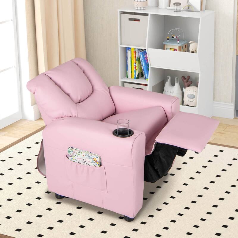 Costway Kids Recliner Chair with Cup Holder & Side Pocket Adjustable