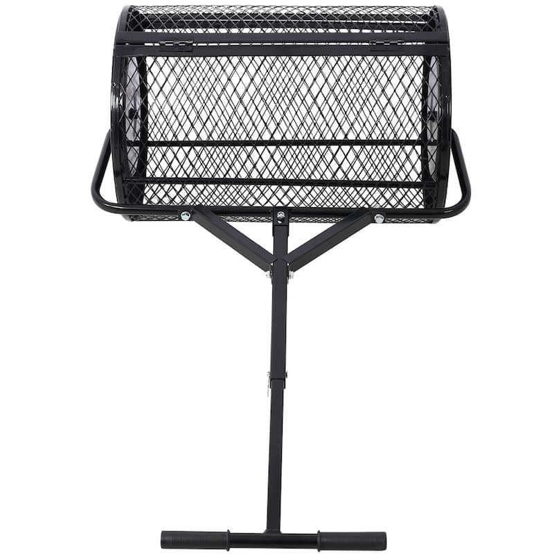 24" Heavy Duty Peat Moss Spreader, Metal Mesh with T-Handle for Lawn