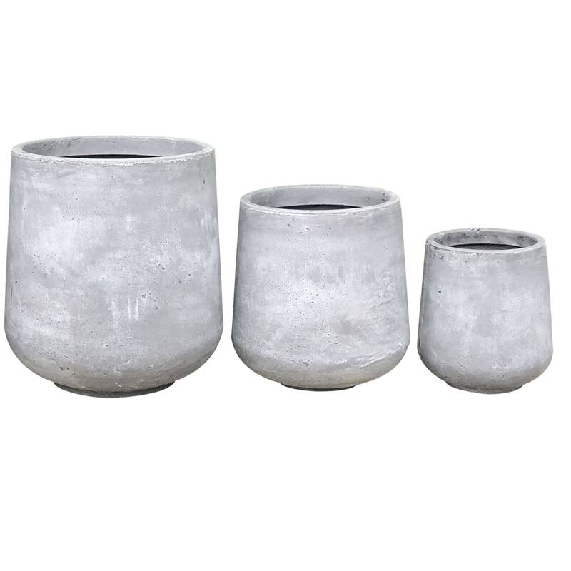 Durx-litecrete Lightweight Concrete Footed Tulip Light Grey Planter Set of 3: 16.5x16.5x17.3, 13x13x13.4, 9.4x9.4x10.6in