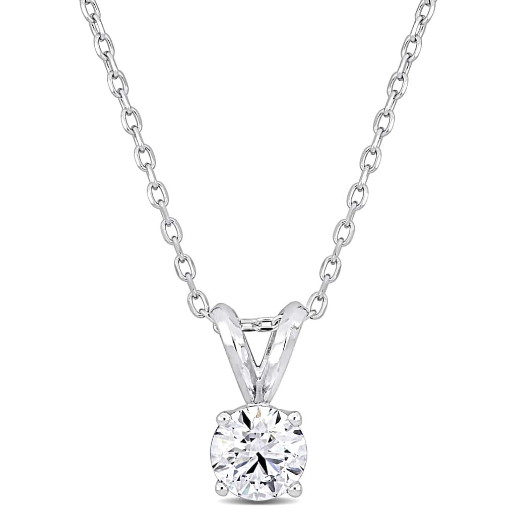 Miadora 3/4ct TDW Lab-Grown Diamond Solitaire Pendant with Chain Platinum