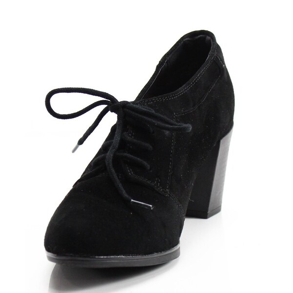 ladies black suede lace up shoes
