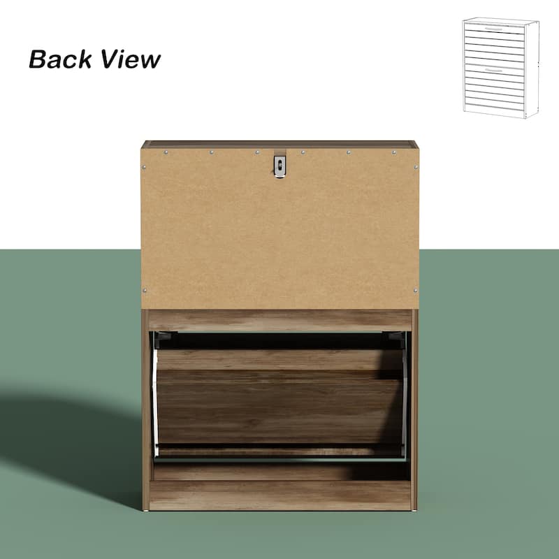Shoe Storage Cabinet Two Drawer Space Saving Grey/Oak/White Dresser