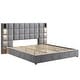 preview thumbnail 19 of 18, Christopher Knight Home Modern Upholstered Velvet Platform Bedframe & Headboard with Lamps and USB Ports, Grey