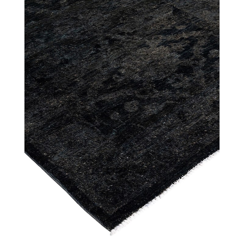 Overton Hand Knotted Wool Vintage Inspired Modern Contemporary Overdyed Brown Runner Rug - 2' 6" x 19' 5"