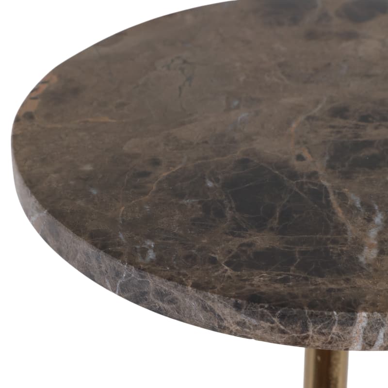 Metal Base Marble Top Modern Glam Accent Table Round Silhouette