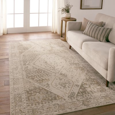 Rush Indoor/Outdoor Medallion Beige/ Tan Area Rug