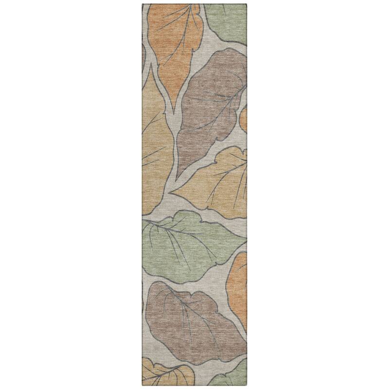 Machine Washable Indoor/ Outdoor Contemporary Floral Chantille Rug