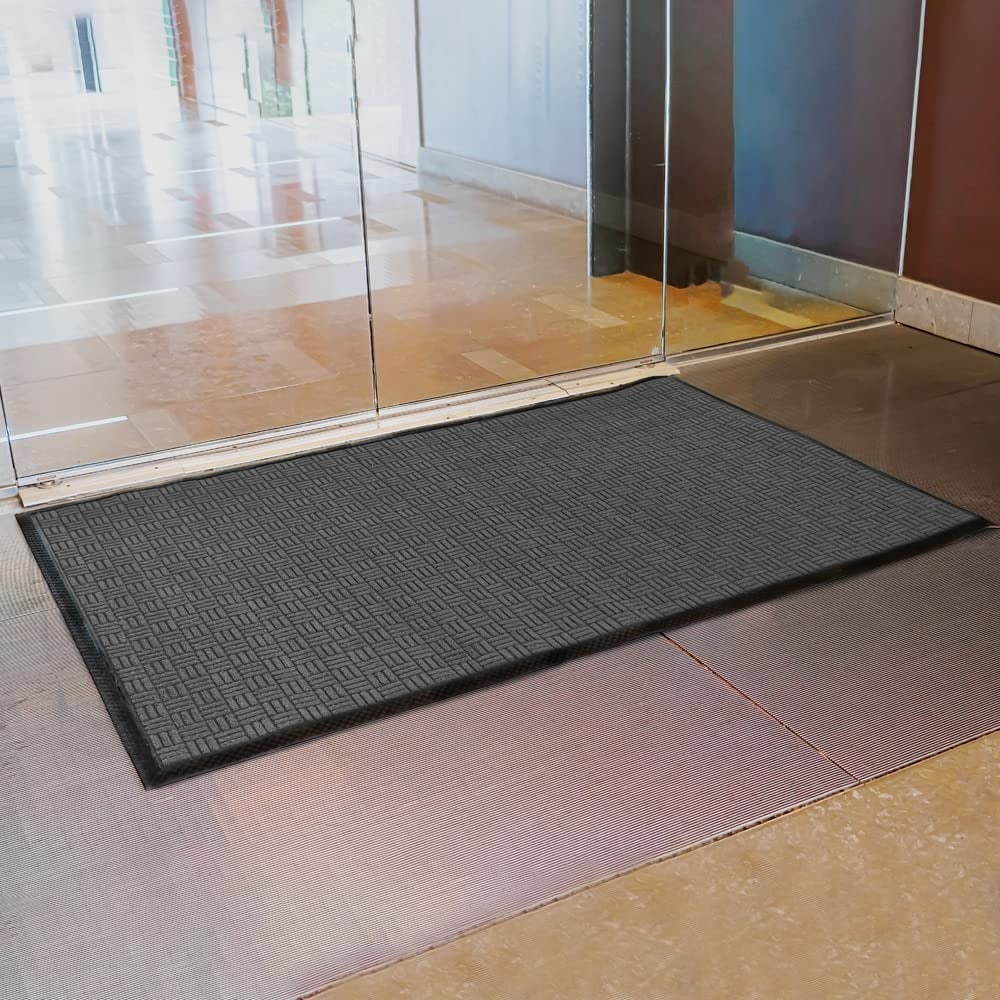 Envelor Indoor Outdoor Doormat Grey 24 in. x 36 in. Checker Half Round Floor Mat, Checker - Grey