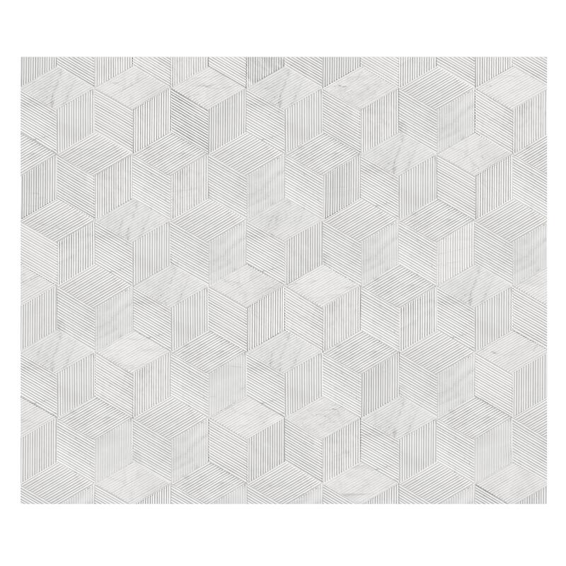 Hexagon OL Textured Finished Natural Stone 3D Fluted Marble Tile for Wall, 1 Box 12 PCS