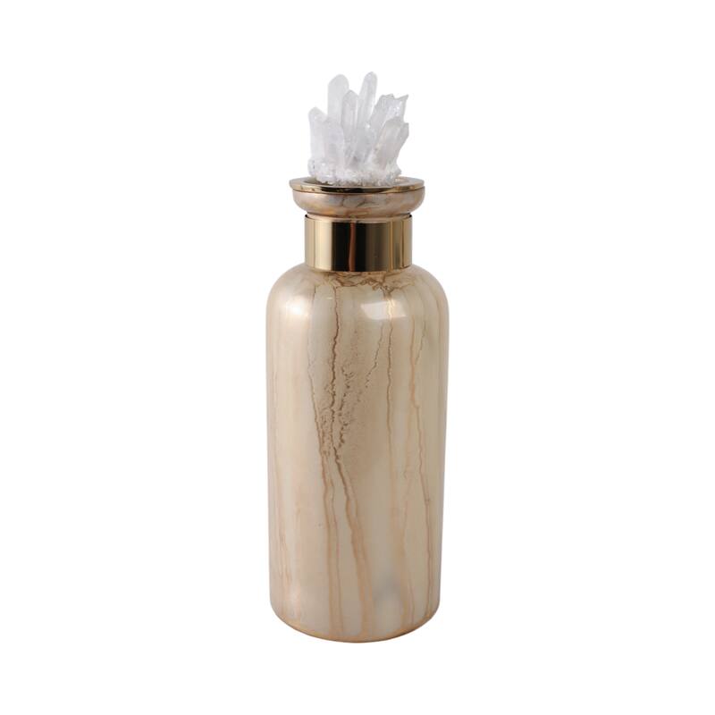 Glass Decorative Vase Glam Accent with Stone Details Modern Style