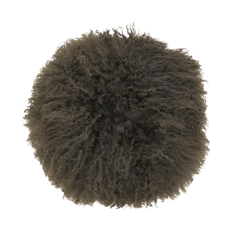 Poly-filled Mongolian Lamb Throw Pillow - 13"X13" - Forest Green