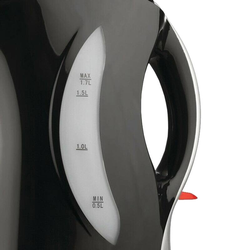 Brentwood 1.7 LITER CORDLESS PLASTIC TEA KETTLE BLACK SILVER HANDLE