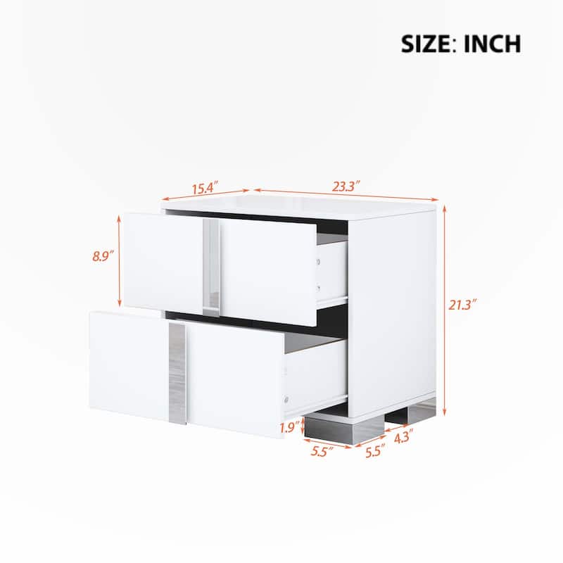Elegant Nightstand with Metal Handle