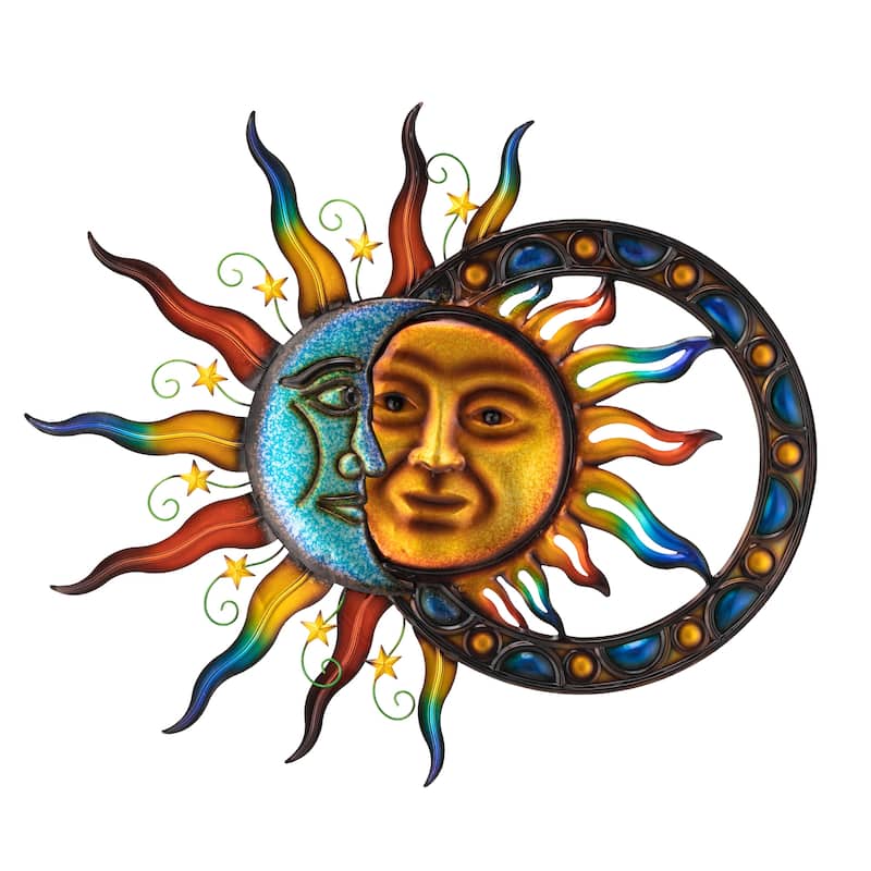 Glitzhome 33.5"L Metal Sun and Moon Wall Décor