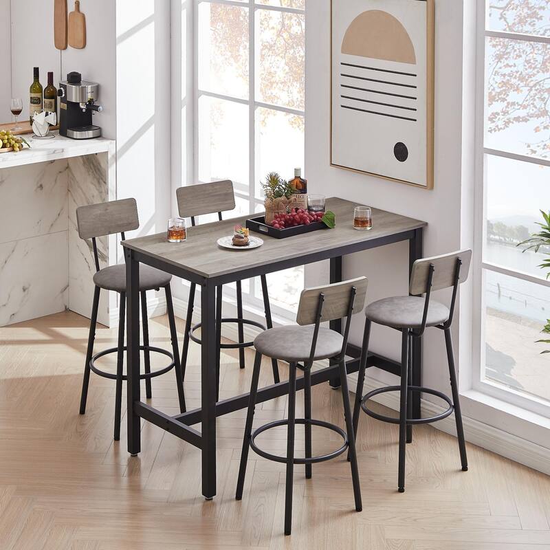 5 PCS Dining Pub Sets For 4 with 4 Bar Stools